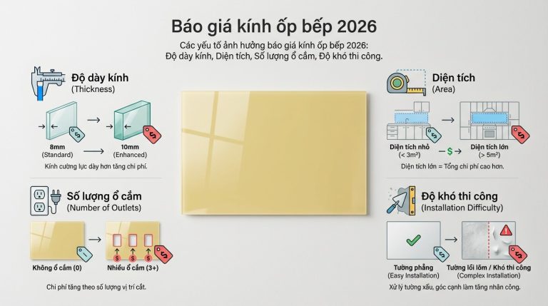 Kính Ốp Bếp Màu Vàng Sữa