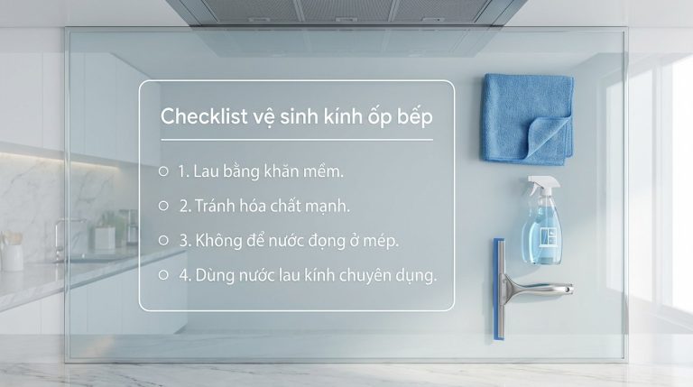 Kính Ốp Bếp Màu Trắng Kim Sa