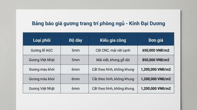 Gương Trang Trí Phòng Ngủ: Giá Xưởng Kính Đại Dương