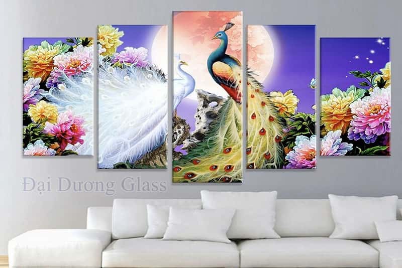 Tranh Hình CHim CÔng 5 Tấm Gương