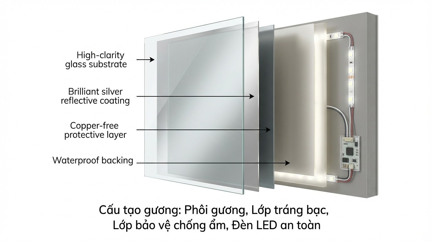 Gương Trang Trí Phòng Tắm: Giá Xưởng Kính Đại Dương