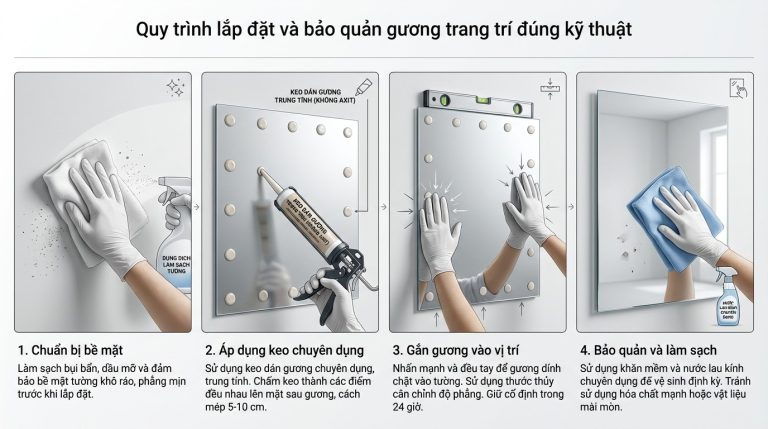 Gương Trang Trí Phòng Khách: Giá Xưởng Kính Đại Dương