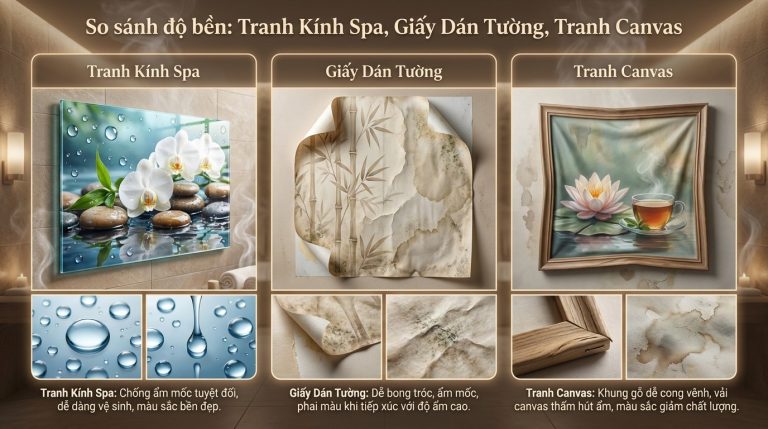Tranh Kính Spa: Giải Pháp Trang Trí Không Gian Wellness & Beauty Chống Ẩm Mốc
