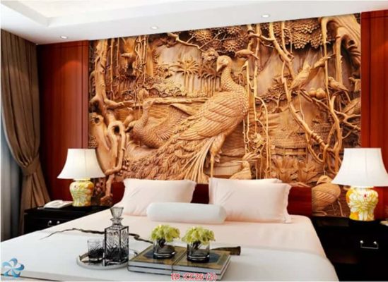 tranh kính 3d chim công