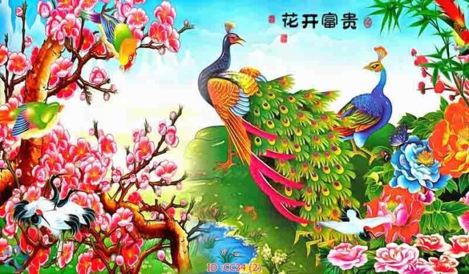 tranh kính 3d chim công