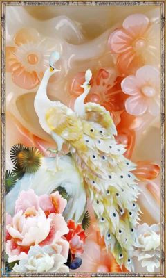 tranh kính 3d chim công