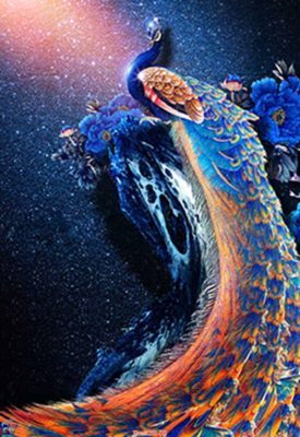 tranh kính 3d chim công