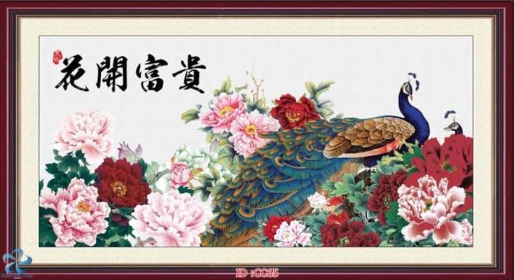 tranh kính 3d chim công