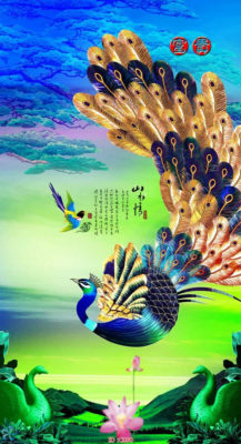 tranh kính 3d chim công