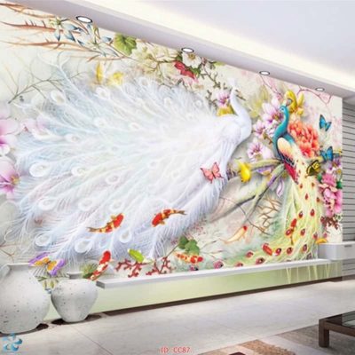 tranh kính 3d chim công