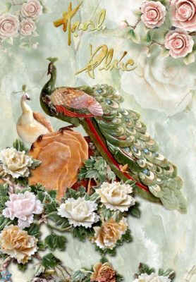 tranh kính 3d chim công