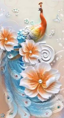 tranh kính 3d chim công