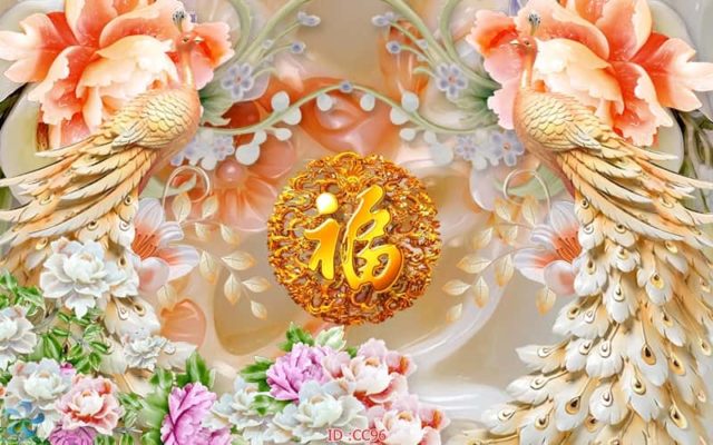 tranh kính 3d chim công