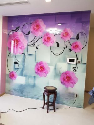 Mẫu Tranh Kính 3D Phòng Khách Đẹp | Thiết Kế Tranh Kính Phòng Khách 3 tranh kính 3d