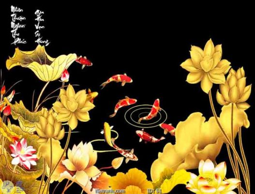 tranh kính cá chép cữu ngư quần hội