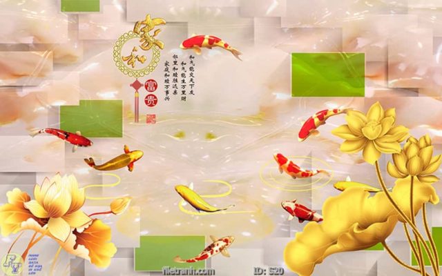 tranh kính cá chép cữu ngư quần hội