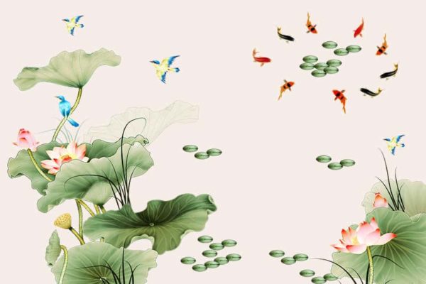 tranh kính cá chép cữu ngư quần hội
