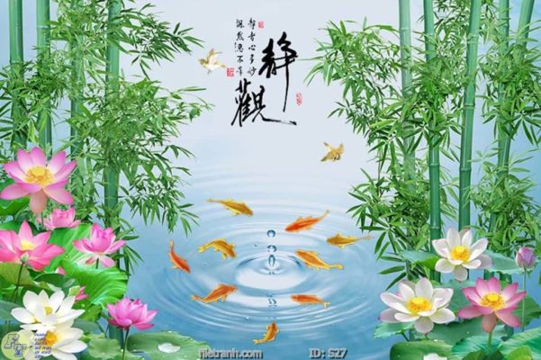 tranh kính cá chép cữu ngư quần hội
