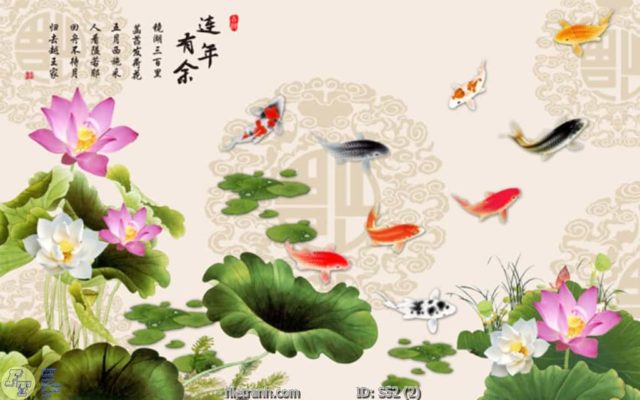 tranh kính cá chép cữu ngư quần hội