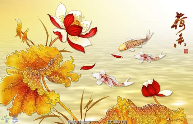 tranh kính cá chép cữu ngư quần hội