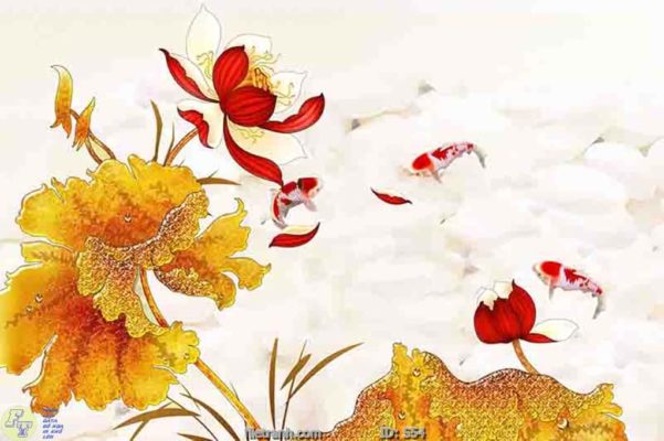 tranh kính cá chép cữu ngư quần hội