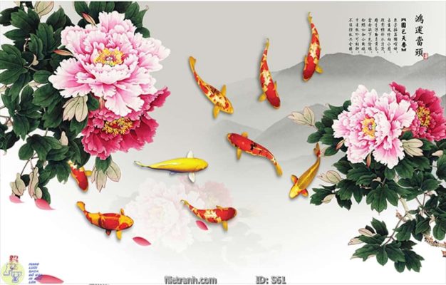 tranh kính cá chép cữu ngư quần hội