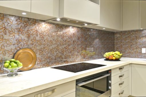 Tranh kính 3D ốp đá Màu Nâu Nhẹ Ốp Bếp